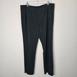 Susan Graver Womens Black Sparkle Metallic Pull On Pants XL Holiday Party Event